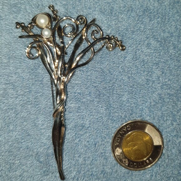 Vintage Hagit Gorali Freshwater Pearl 925 Sterling Silver Statement Brooch - Picture 13 of 14